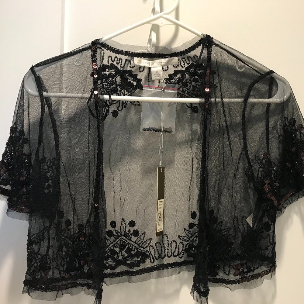 Elegant Black Sheer Embroidered Jacket